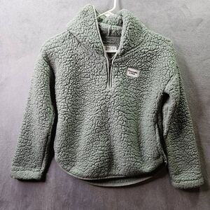 Abercrombie Fitch Sweater Kids Large 10/12 Green Shepra Fleece 1/4 Zip Pullover
